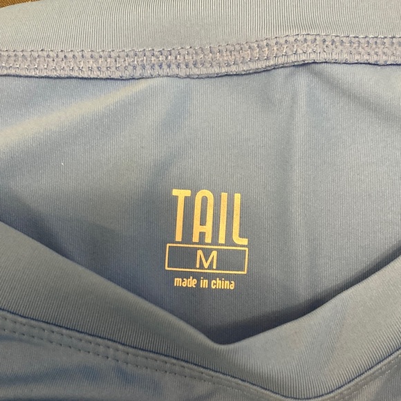 TAIL Blue and White Long Mesh Sleeve Crop Top - Picture 5 of 6